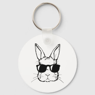 Cute Bunny Rabbit Face Tie Dye Gles Girl Happy Eas Key Ring