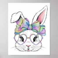 Cute Bunny Rabbit Face Tie Dye Gles Girl Happy Eas