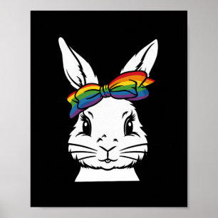 Cute Bunny Rabbit Face Tie Dye Gles Girl Happy Eas Poster