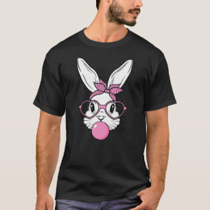Cute Bunny Rabbit Face With Bandana Heart Glasses  T-Shirt