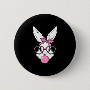 Cute bunny rabbit face with bandana heart glassesC 6 Cm Round Badge