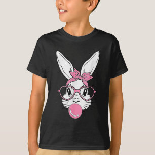 Cute Bunny Rabbit Face With Bandana Heart Gles Bub T-Shirt