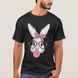 Cute Bunny Rabbit Face With Bandanna Heart Gles Bu T-Shirt