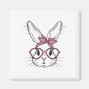 Cute Bunny Rabbit Face With Bandanna Heart Gles Ea Magnet