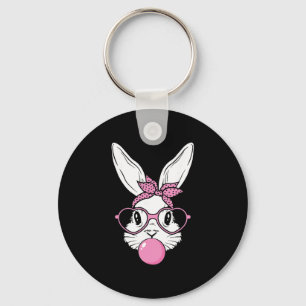 Cute Bunny Rabbit Face With Ndana Heart Gles Easte Key Ring