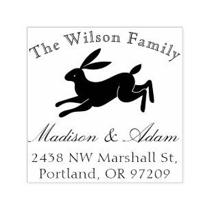 Cute Bunny Rabbit Family Name Return Address Self-inking Stamp