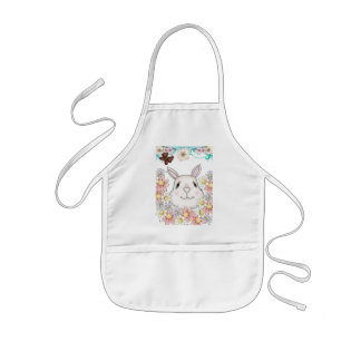 Cute Bunny Rabbit Flowers & Butterflies Kids Apron