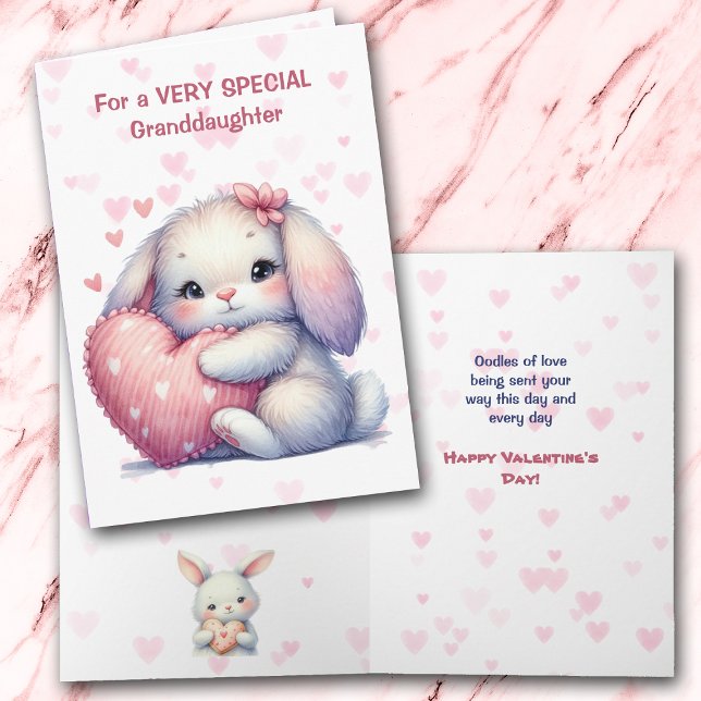 Cute Bunny Rabbit Granddaughter Valentine Card (Creator Uploaded)