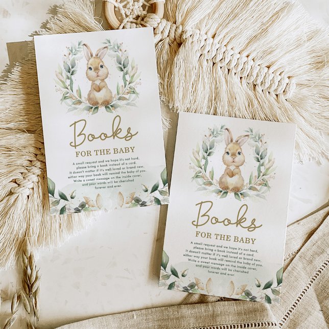 Cute Bunny Rabbit Greenery Wreath Books for Baby Enclosure Card (Creator Uploaded)