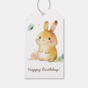 Cute Bunny Rabbit Happy Birthday Personalised Gift Tags