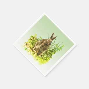Cute Bunny Rabbit in Green Grass Paper Napkin