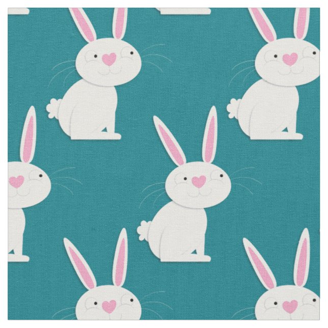 Cute Bunny Rabbit Kids Cartoon Fabric (Close Up)