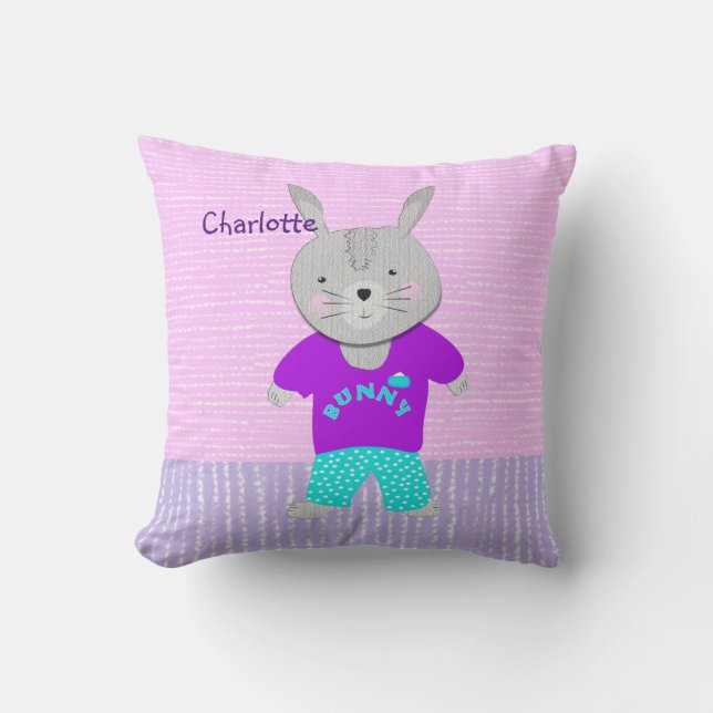 Cute Bunny Rabbit Kids Personalised Cushion (Front)