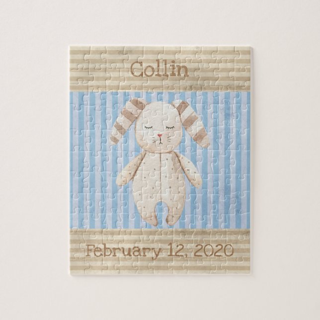 Cute Bunny Rabbit Monogram Fun Jigsaw Puzzle (Vertical)