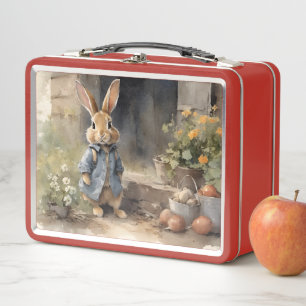Cute Bunny Rabbit motif Metal Lunch Box