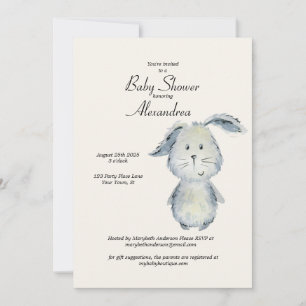 Cute Bunny Rabbit Neutral Baby Shower  Invitation