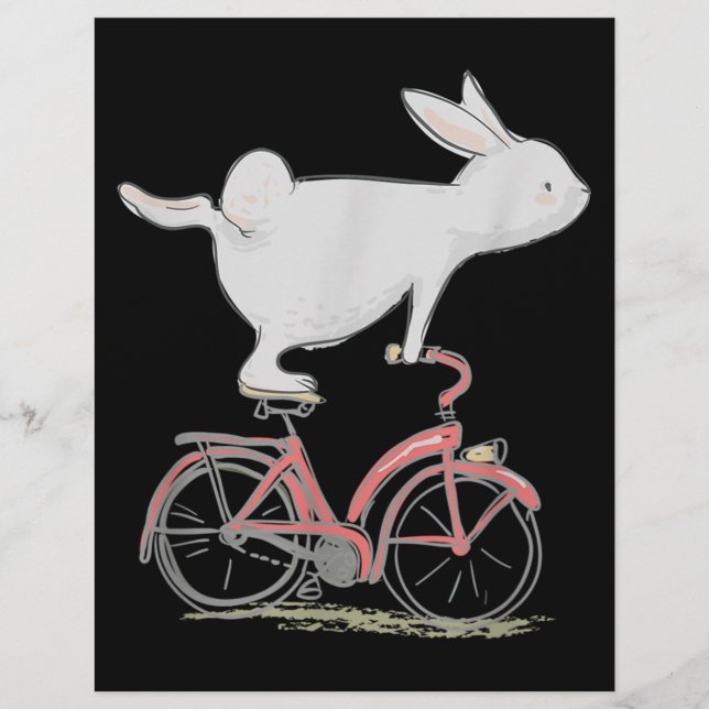 Cute Bunny Rabbit On Bike Cycling Bicycle Flyer (Front)