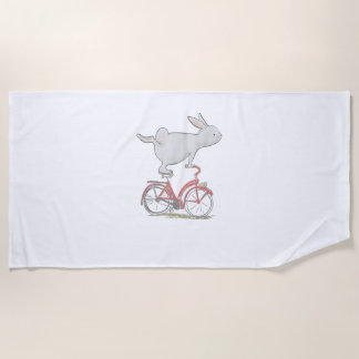 Cute Bunny Rabbit On Bike _ Cycling _ Bicycle  & G Beach Towel