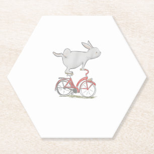 Cute Bunny Rabbit On Bike _ Cycling _ Bicycle  & G Paper Coaster