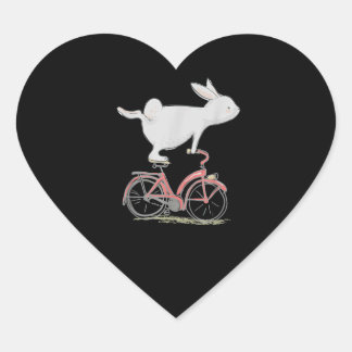 Cute Bunny Rabbit On Bike Cycling Bicycle Heart Sticker