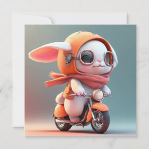 Cute Bunny Rabbit on Scooter