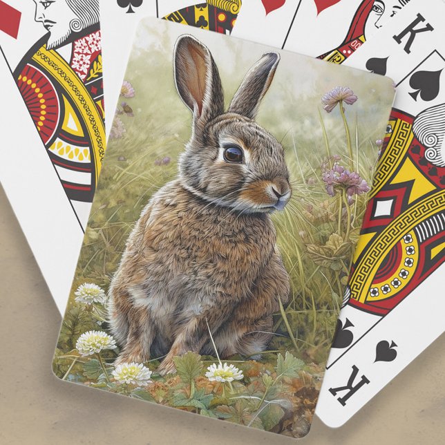 Cute Bunny Rabbit Painting  Playing Cards (Bunny rabbit painting playing cards)