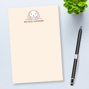 Cute Bunny Rabbit Peeking above Custom Name Post-it Notes