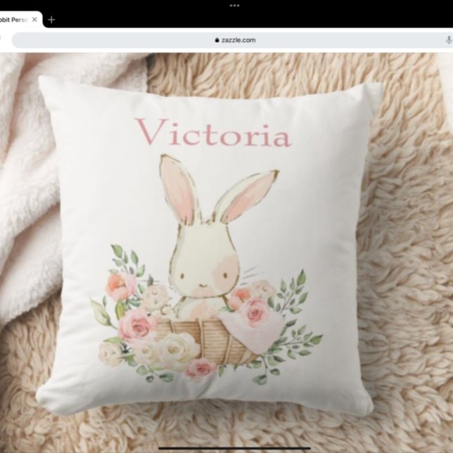 Cute Bunny Rabbit Personalised Modern Baby  Cushion (Creator Uploaded)