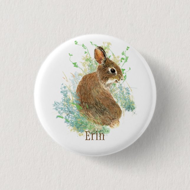 Cute Bunny Rabbit Pet Animal Custom Name Hoodie 3 Cm Round Badge (Front)