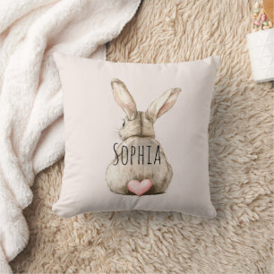 Cute Bunny Rabbit Pink Heart Tail Cushion