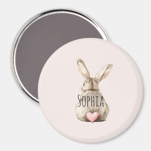Cute Bunny Rabbit Pink Heart Tail Magnet