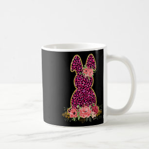 Cute Bunny Rabbit Pink Leopard Bunny Happy Easter Coffee Mug