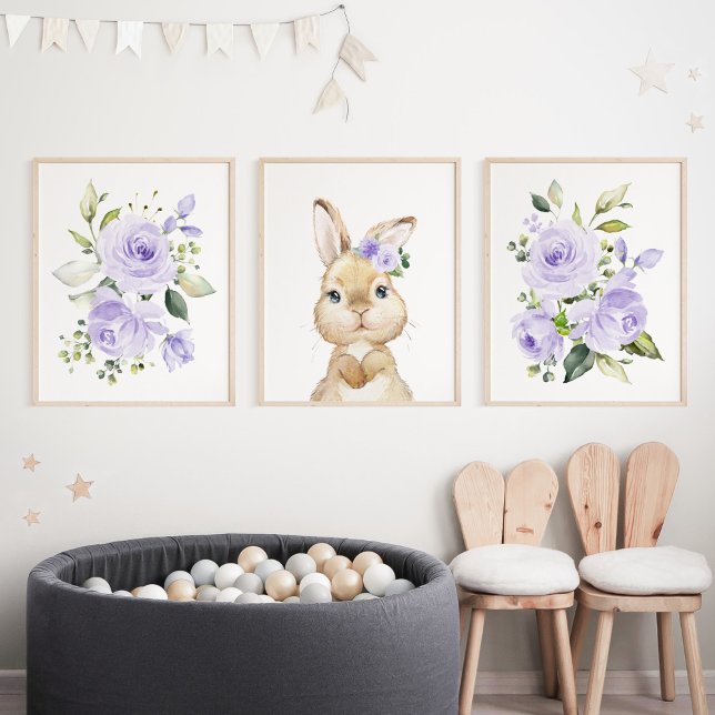 Cute Bunny, Rabbit, Purple Flowers, Gender Neutral (Creator Uploaded)