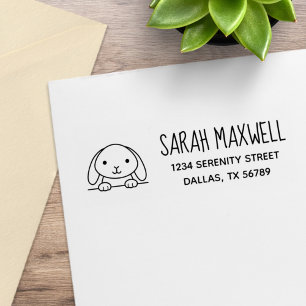 Cute Bunny Rabbit Return Address Rubber Stamp