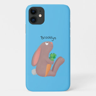 Cute bunny rabbit sitting with carrot cartoon Case-Mate iPhone case