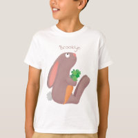 Cute bunny rabbit sitting with carrot cartoon