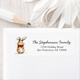 Cute Bunny Rabbit Sketch Return Address