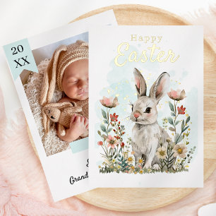 Cute Bunny Rabbit Spring Floral Happy Easter Photo