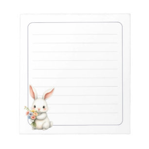 Cute Bunny Rabbit Spring Stationery Gift Lined Notepad