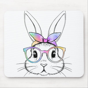 Cute Bunny Rabbit Tie Dye Gles Ndana Easter Girls  Mouse Pad