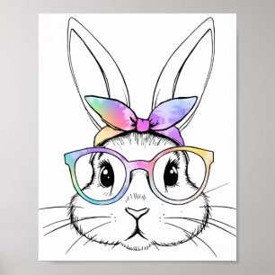 Cute Bunny Rabbit Tie Dye Gles Ndana Easter Girls Poster