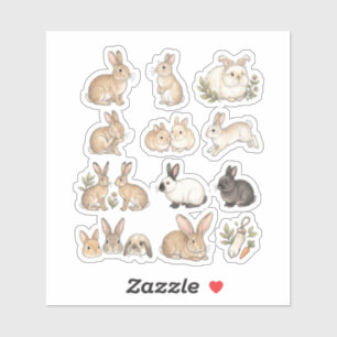 Cute Bunny Rabbit Watercolor Set Soft Cottagecore