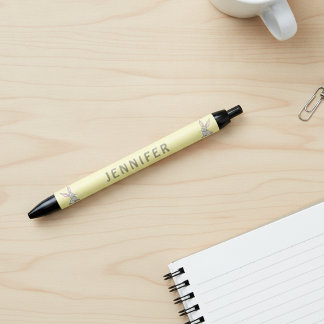 Cute Bunny Rabbit with Custom Name Black Ink Pen