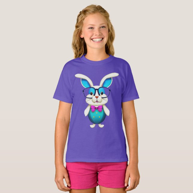 Cute Bunny rabbit with glasses T-Shirt (Front Full)