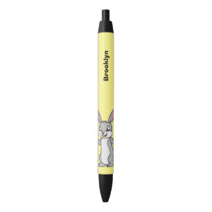 Cute bunny rabbit with vegetables cartoon black ink pen