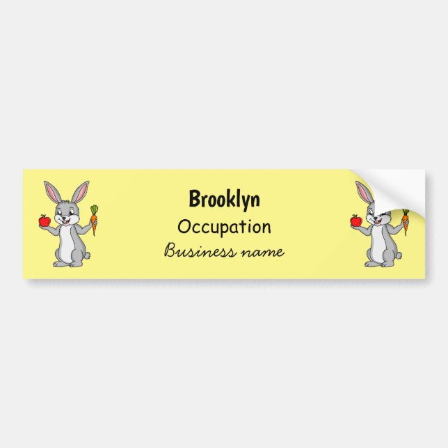 Cute bunny rabbit with vegetables cartoon bumper sticker (Front)
