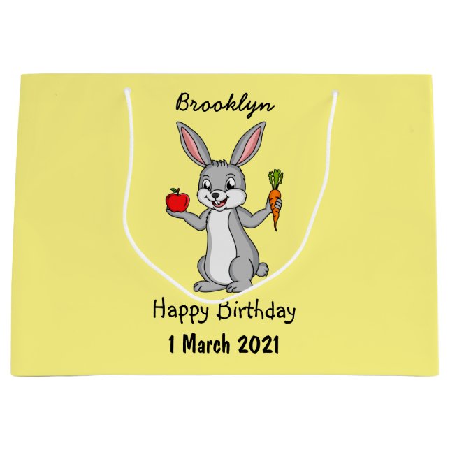 Cute bunny rabbit with vegetables cartoon large gift bag (Front)