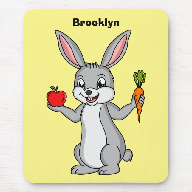 Cute bunny rabbit with vegetables cartoon mouse pad (Front)