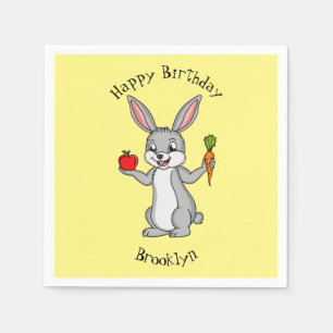 Cute bunny rabbit with vegetables cartoon napkin