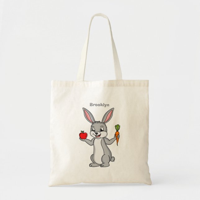 Cute bunny rabbit with vegetables cartoon  tote bag (Front)